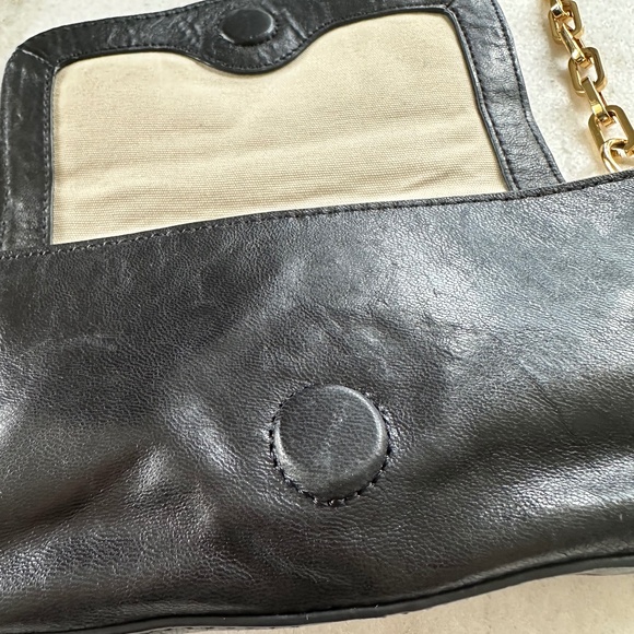 Tory Burch Mini Robinson Crossbody Purse, Black Leather with Gold Chain - Picture 10 of 16